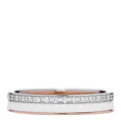 Boucheron 18K Pink White Gold Ceramic Diamond Quatre Classique Wedding Band Ring 56 7.75 3 of 7