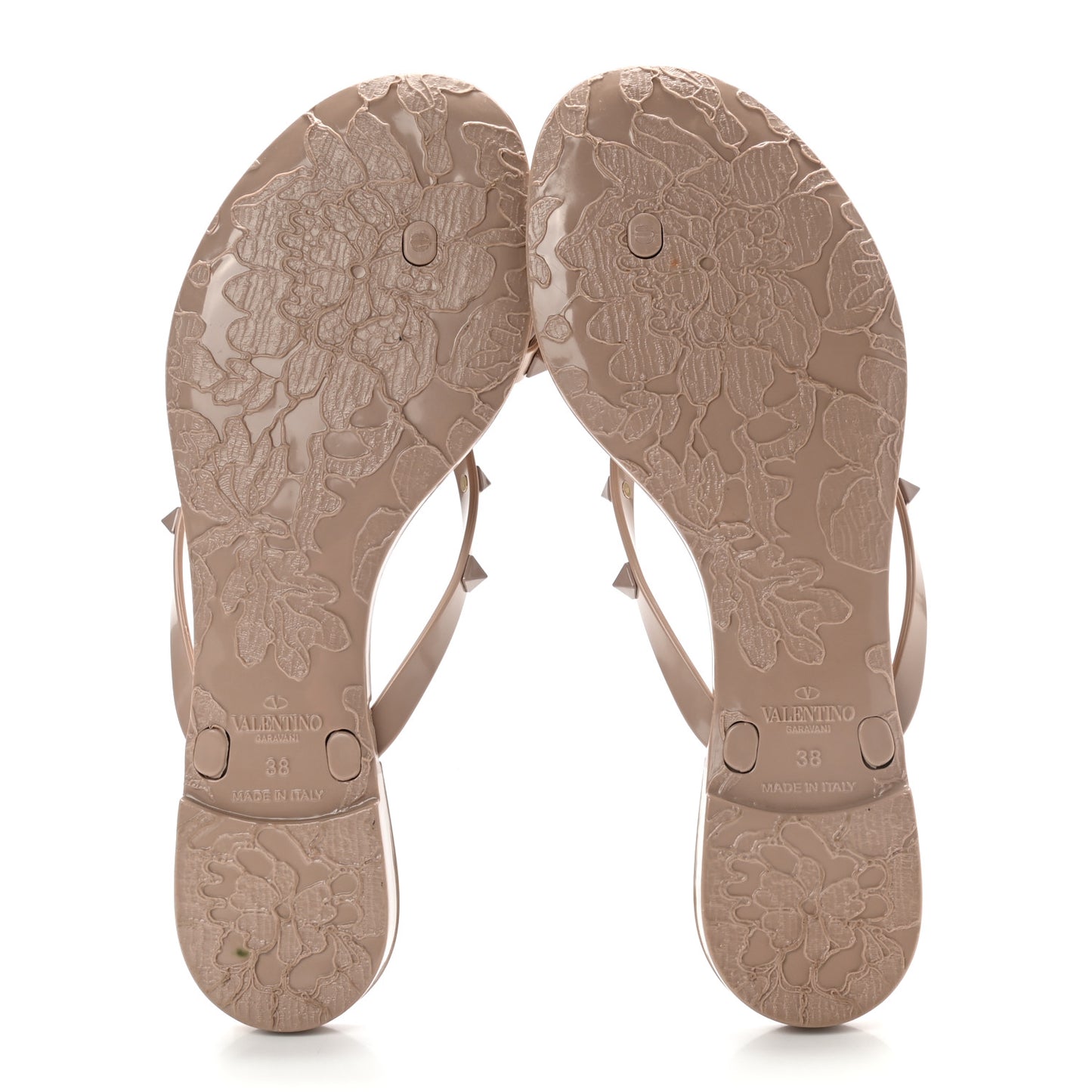 PVC Jelly Rockstud Bow Thong Sandals 38 Poudre