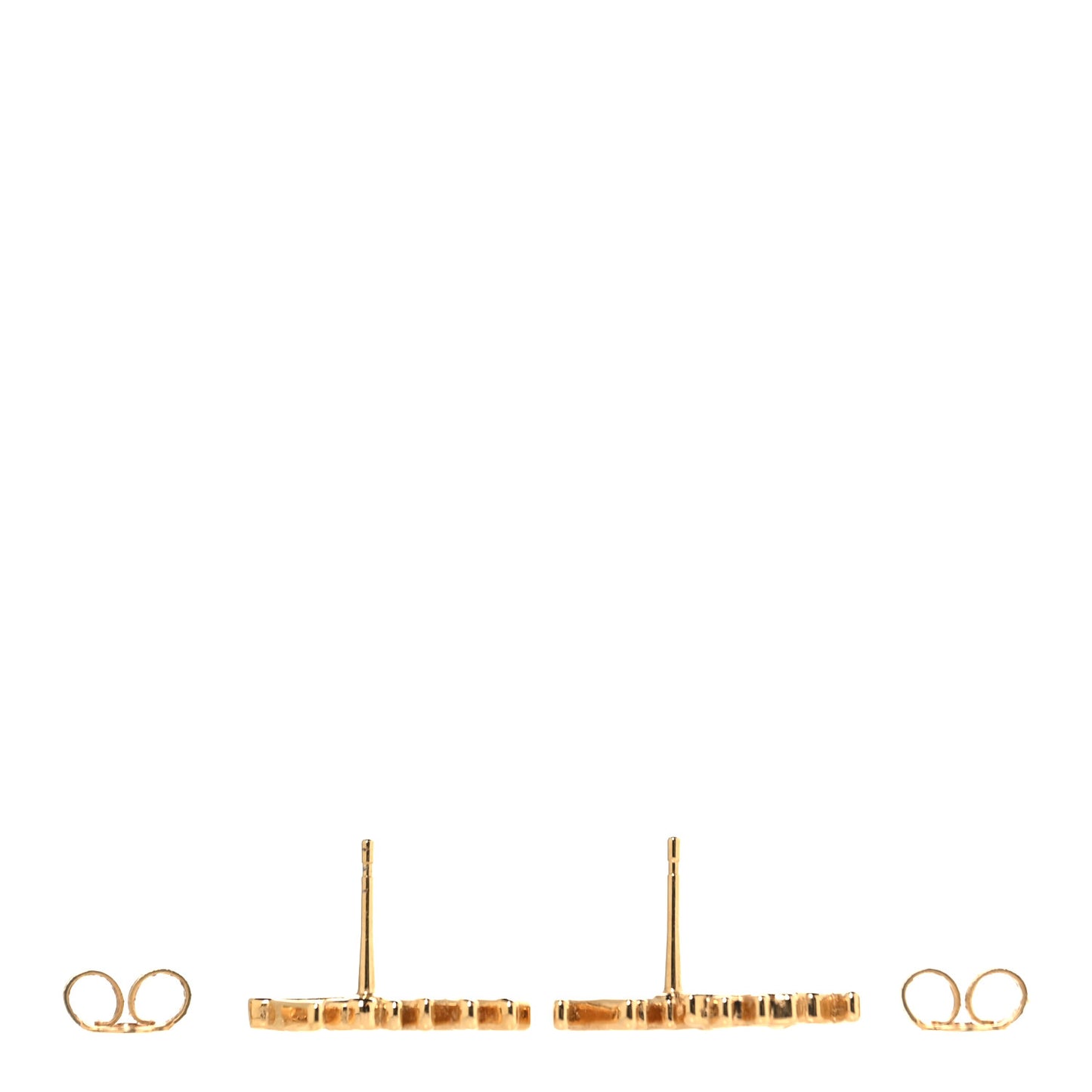 Metal LV Script Stud Earrings Gold