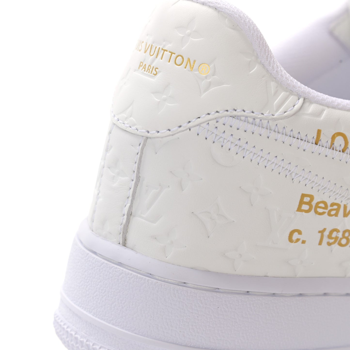 X NIKE AIR FORCE 1 Calfskin Monogram Mens Low Top Sneakers 9 White