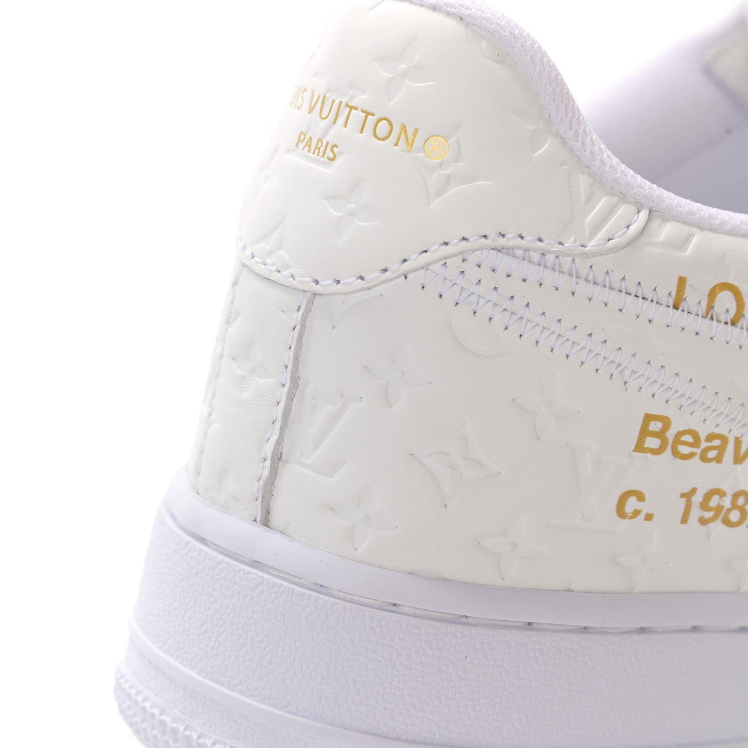 Louis Vuitton X NIKE AIR FORCE 1 Calfskin Monogram Mens Low Top Sneakers 9 White 16 of 17