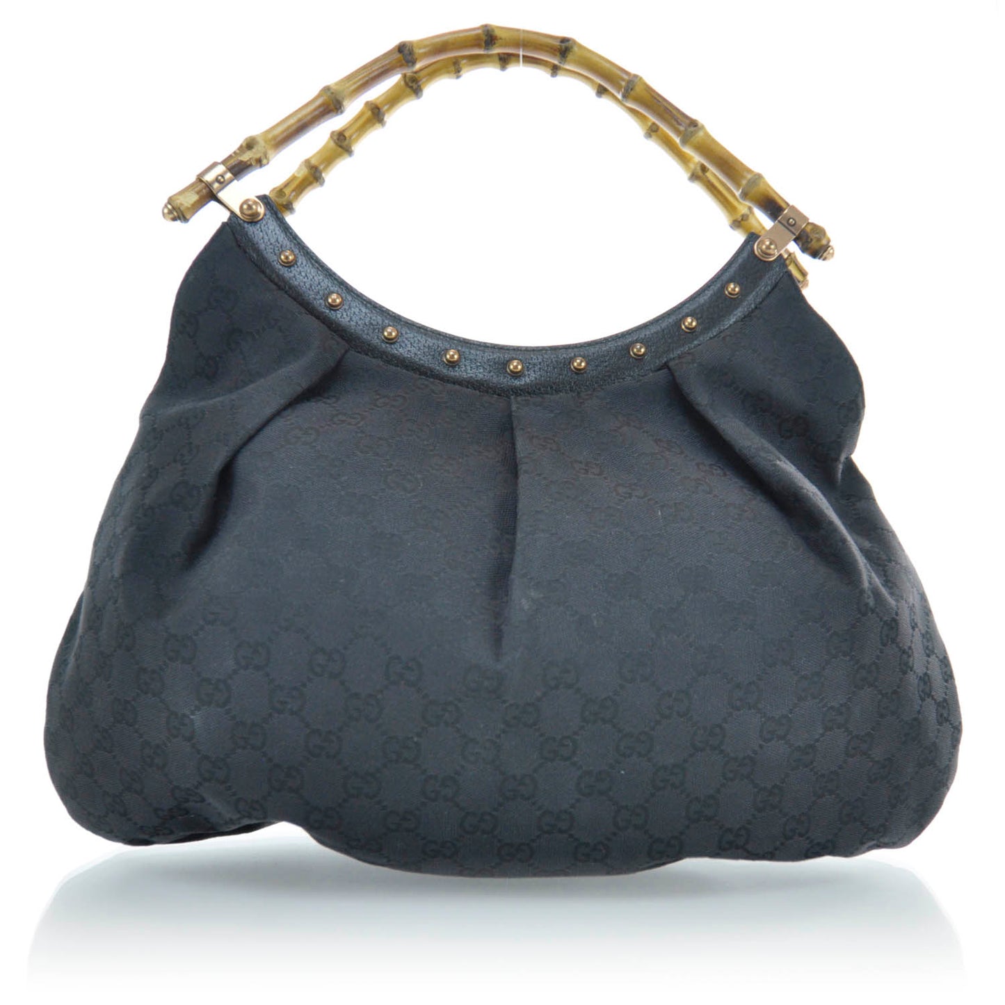 Monogram Bamboo Handle Shoulder Bag Black