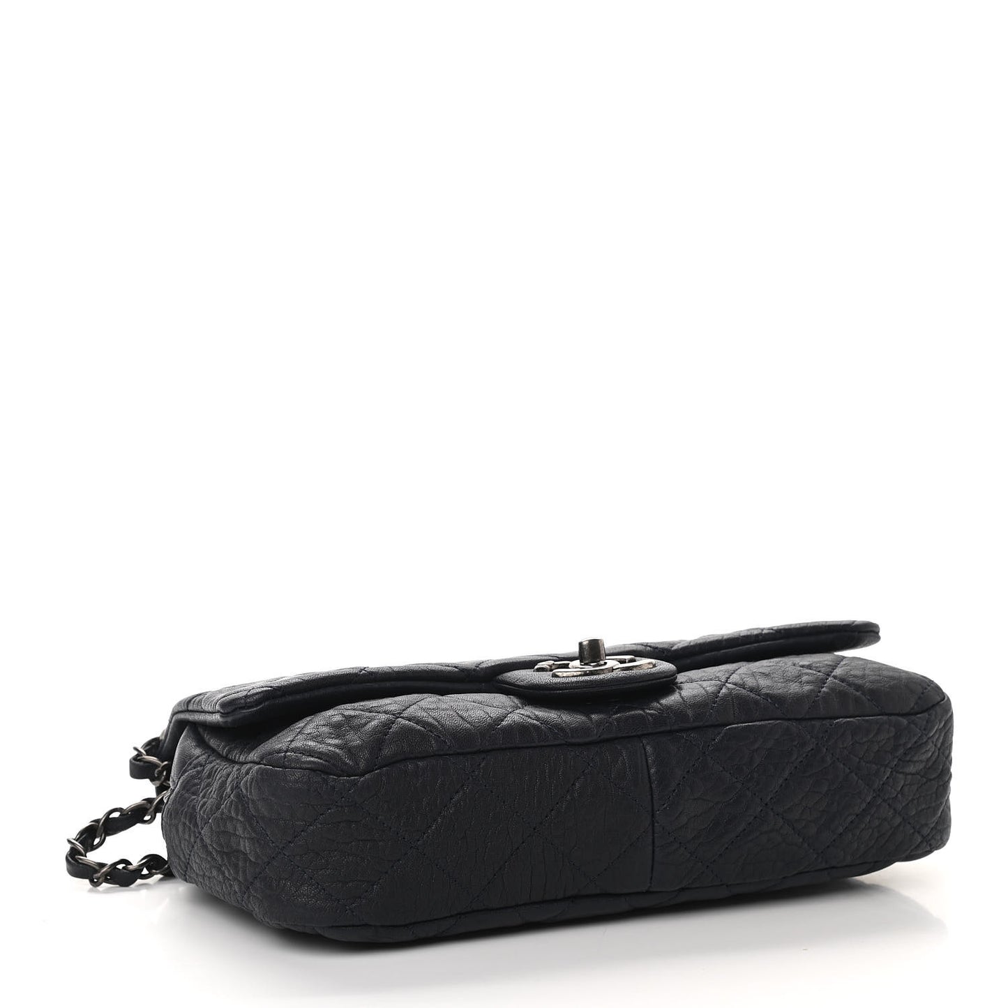 Sheepskin Quilted Medium Easy Flap Navy Blue