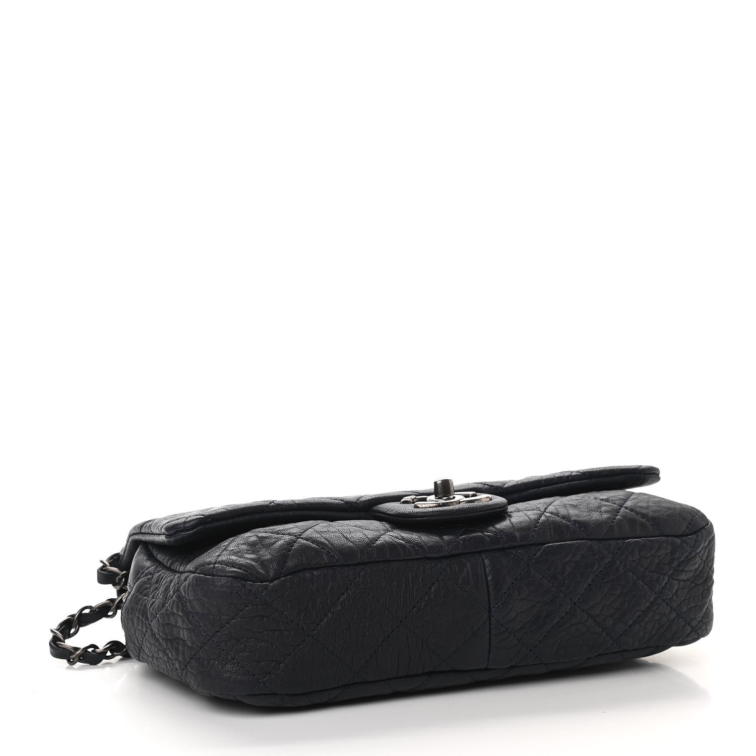Chanel Sheepskin Quilted Medium Easy Flap Navy Blue 4 of 11