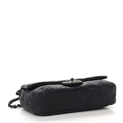 Chanel Sheepskin Quilted Medium Easy Flap Navy Blue 4 of 11