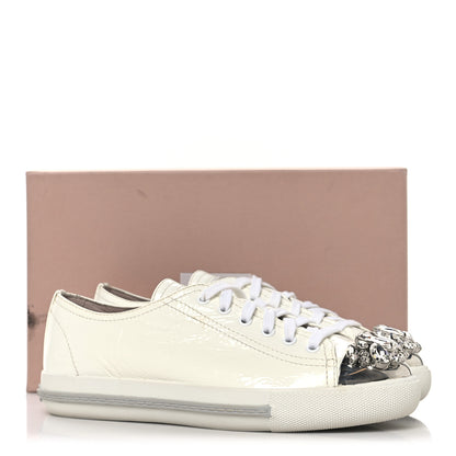 Miu Miu Naplak Crystal Low Top Sneakers 38 Bianco 10 of 10