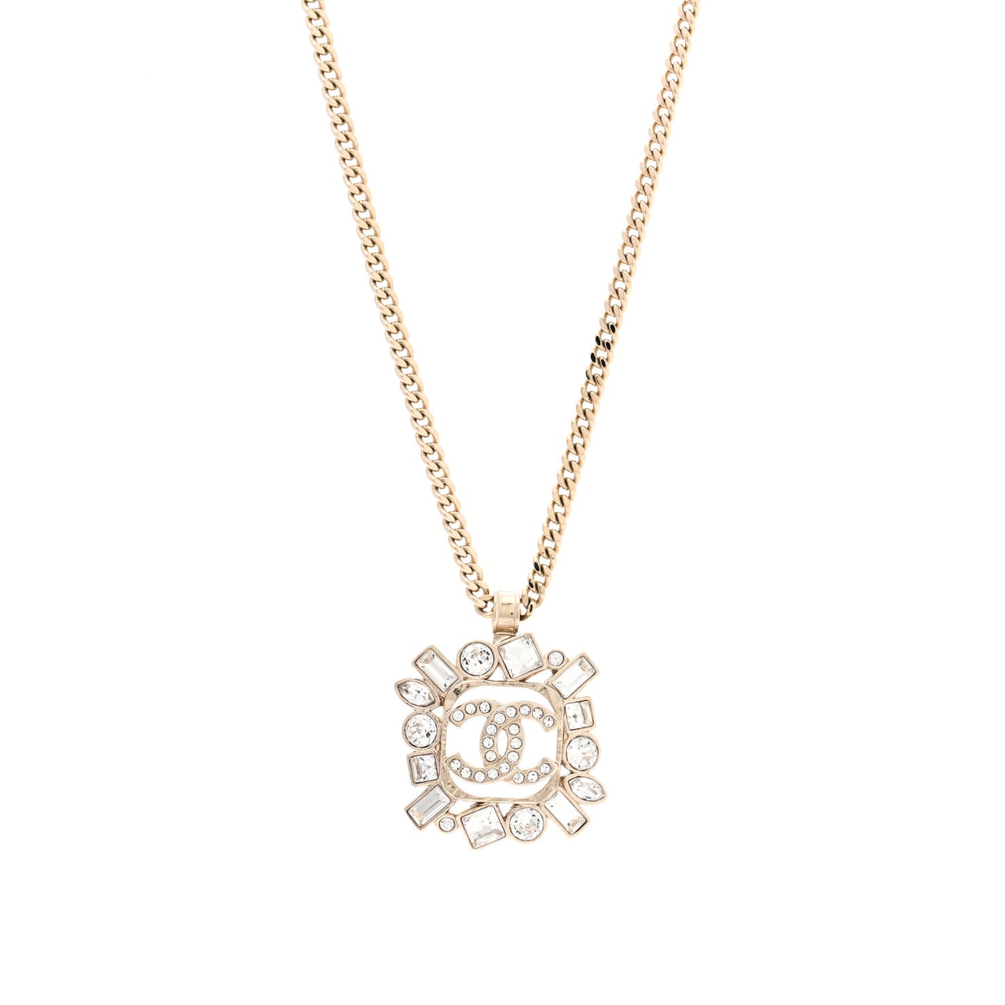Crystal Baguette CC Necklace Gold