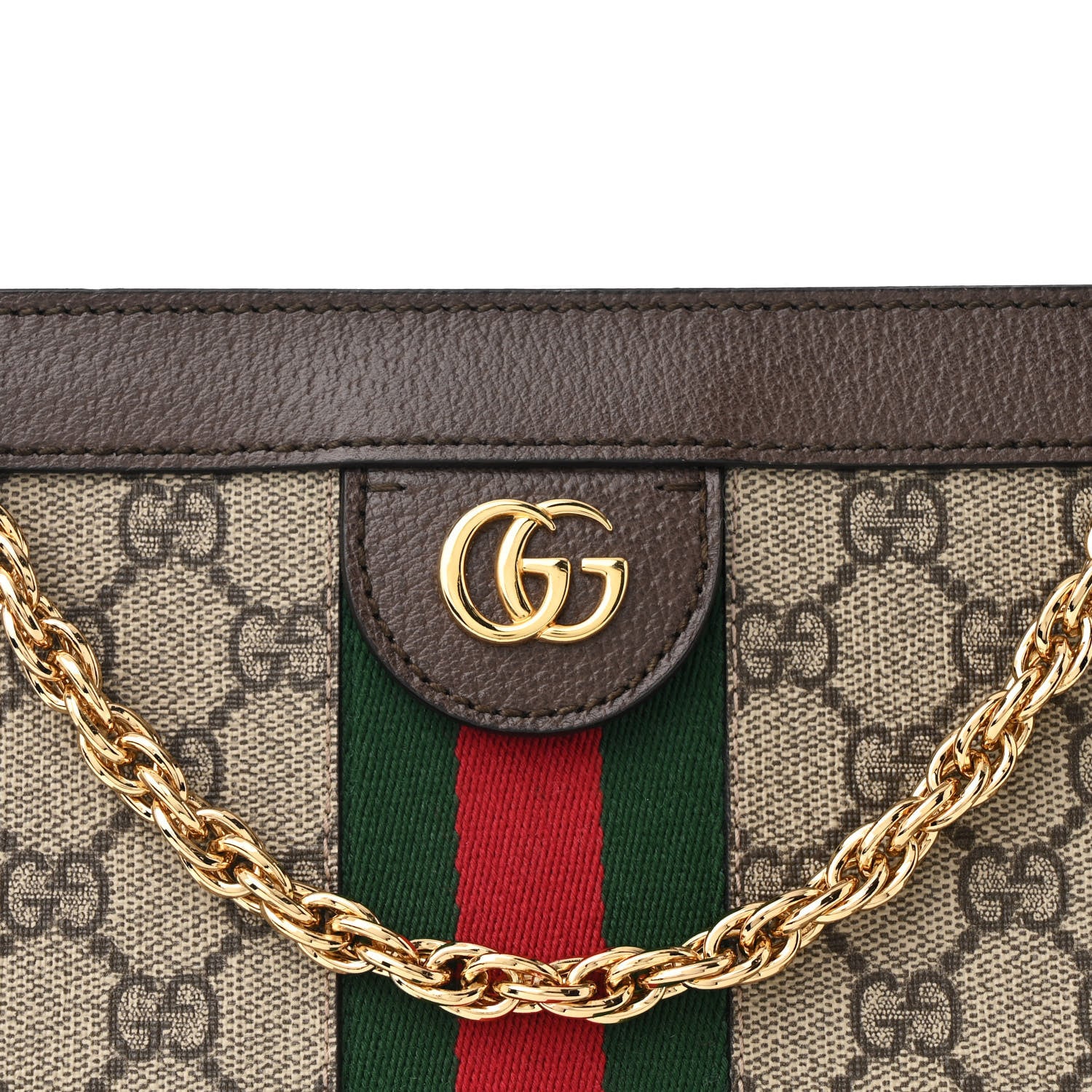 Gucci GG Supreme Monogram Web Medium Ophidia Chain Shoulder Bag Brown 9 of 11