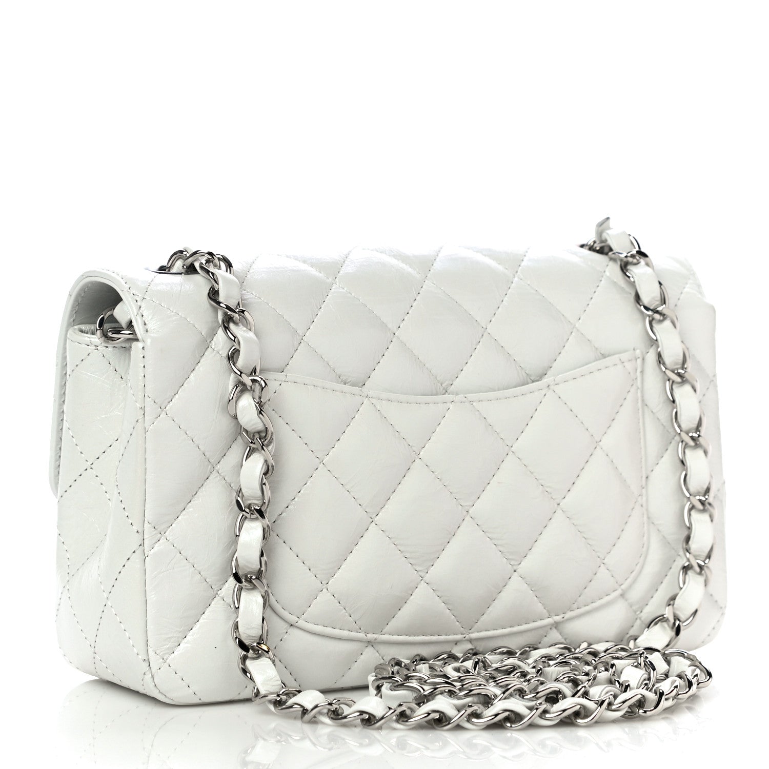 Chanel Iridescent Crumpled Calfskin Quilted Mini Rectangular Flap White 3 of 10