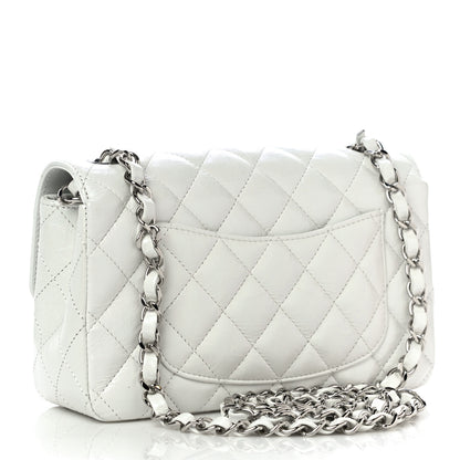 Chanel Iridescent Crumpled Calfskin Quilted Mini Rectangular Flap White 3 of 10
