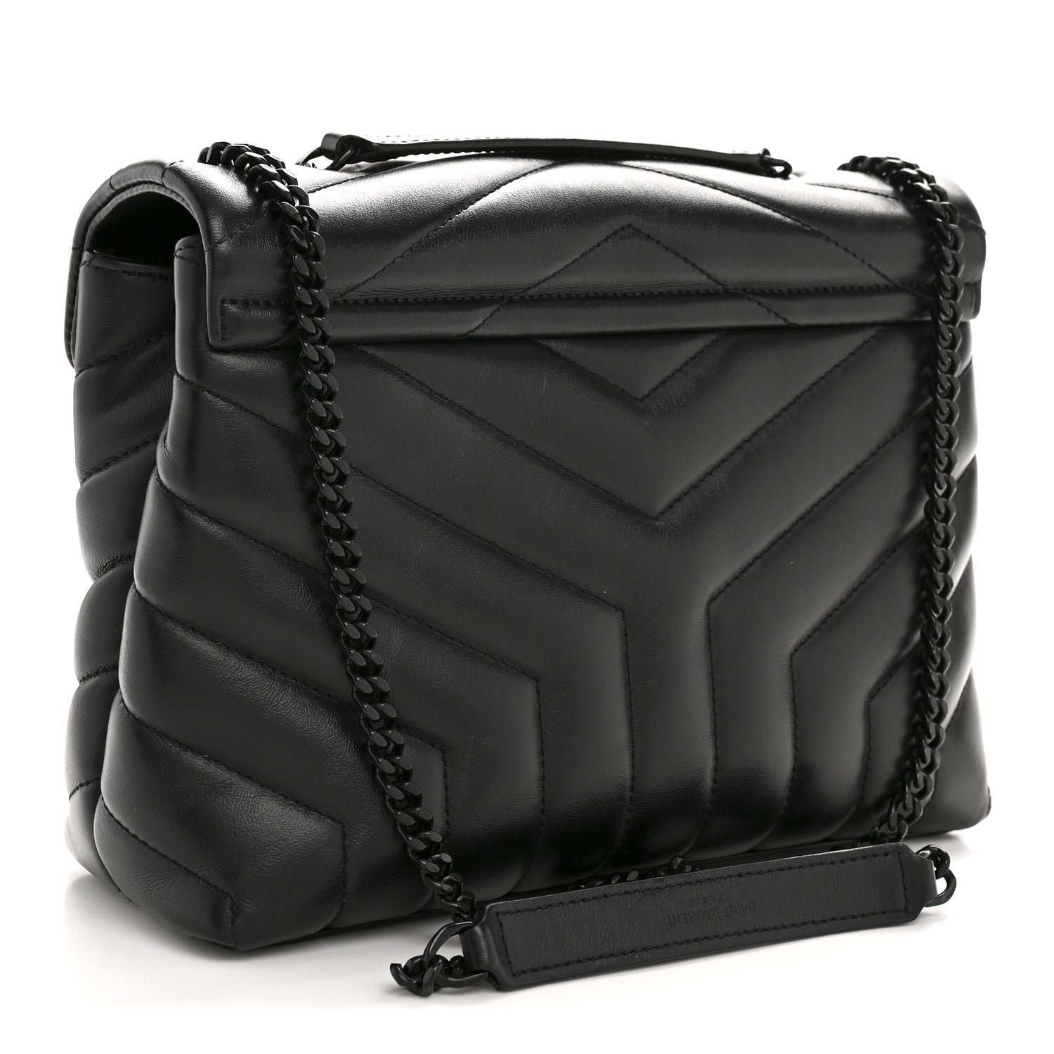 Saint Laurent Calfskin Y Quilted Monogram Monochrome Small Loulou Chain Satchel Black 3 of 12