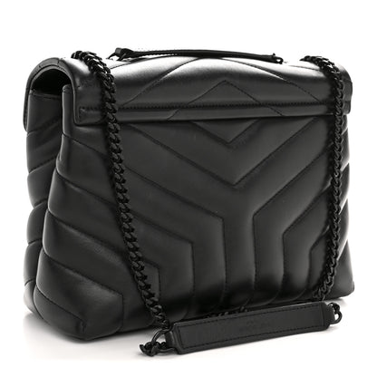 Saint Laurent Calfskin Y Quilted Monogram Monochrome Small Loulou Chain Satchel Black 3 of 12