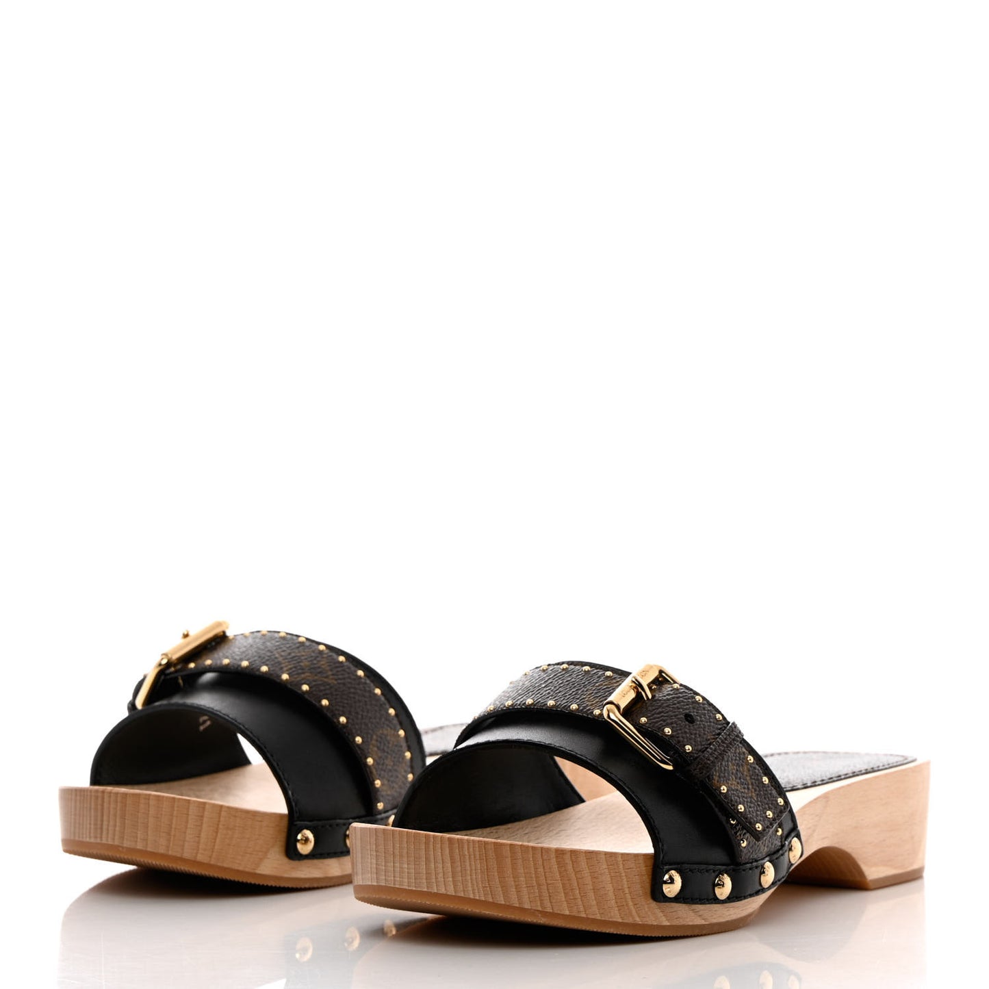 Calfskin Monogram Cottage Mules 37 Black