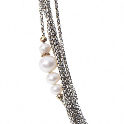 David Yurman Sterling Silver 18K Yellow Gold Pearl Multi Strand Necklace 4 of 11
