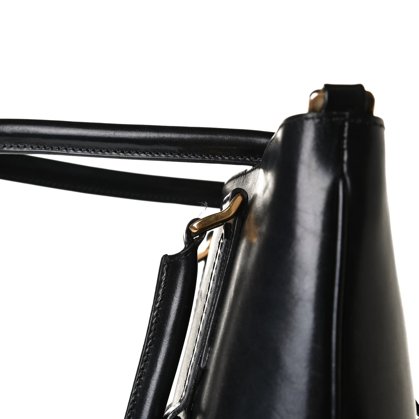 House Check Bridle Calfskin Tote Black