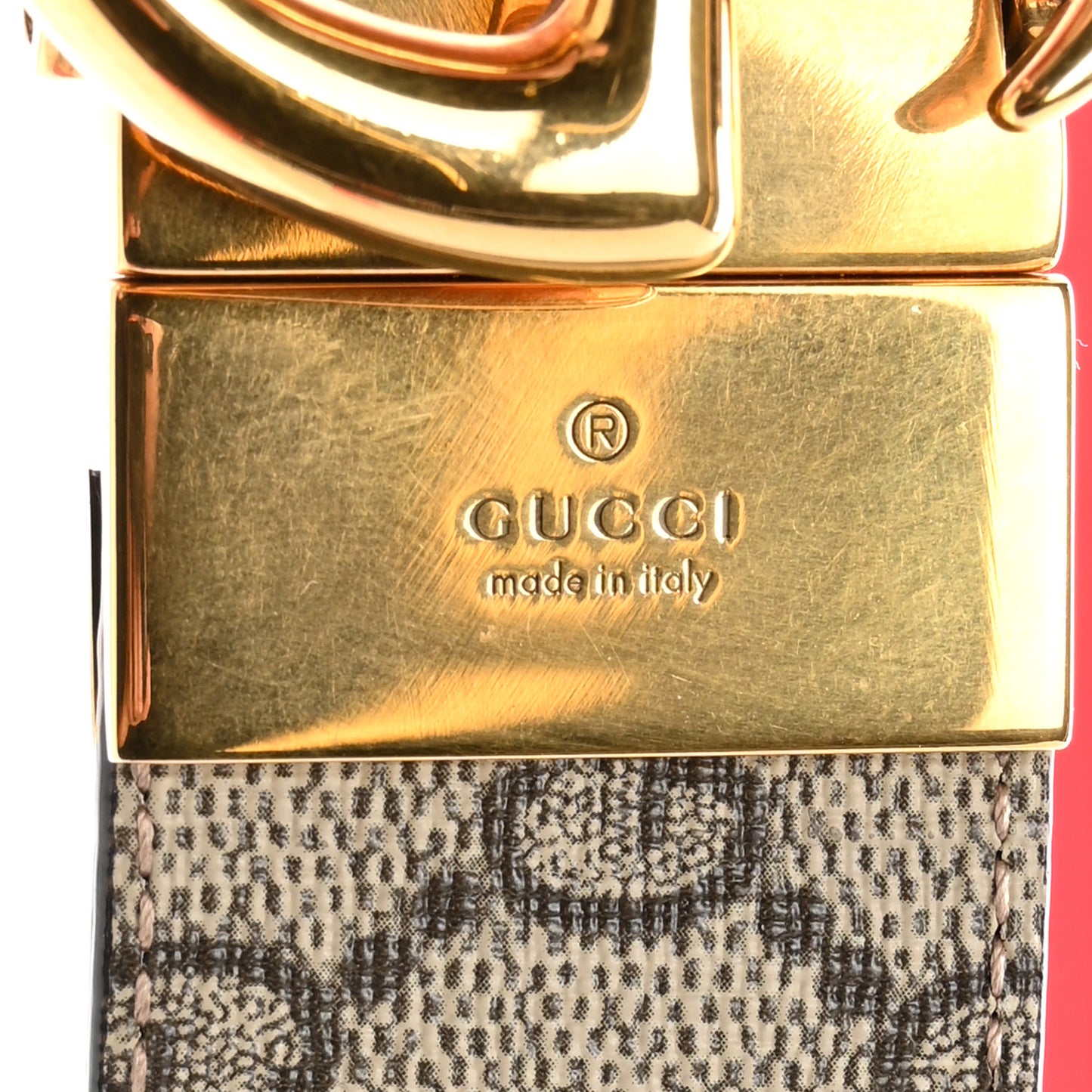 GG Supreme Monogram Plutone Calfskin Double G Reversible 37mm Belt 115 46 Beige Ebony New Cherry Red