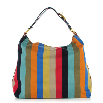 Fendi Canvas Striped Pequin Hobo Multicolor 1 of 7