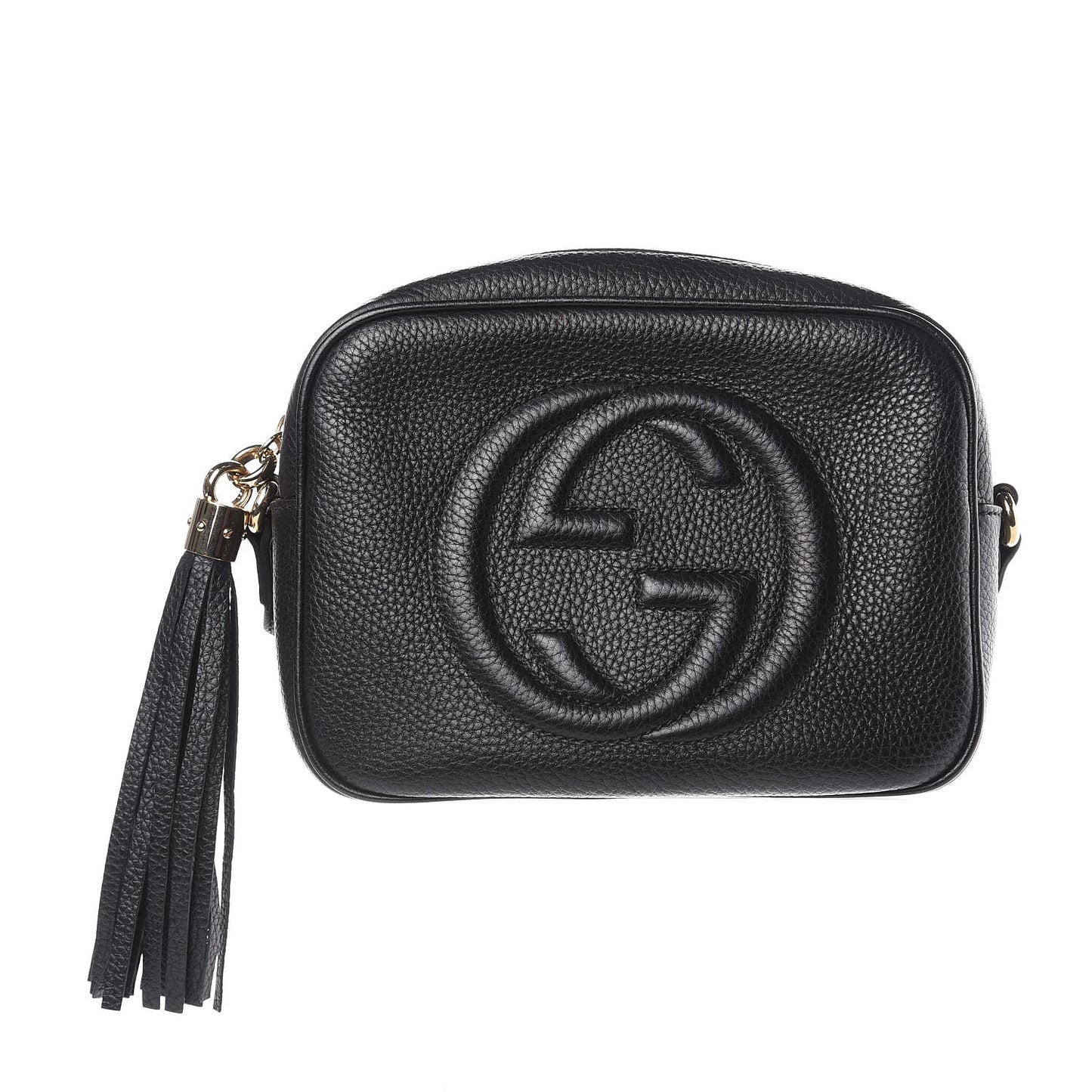 Pebbled Calfskin Small Soho Disco Bag Black