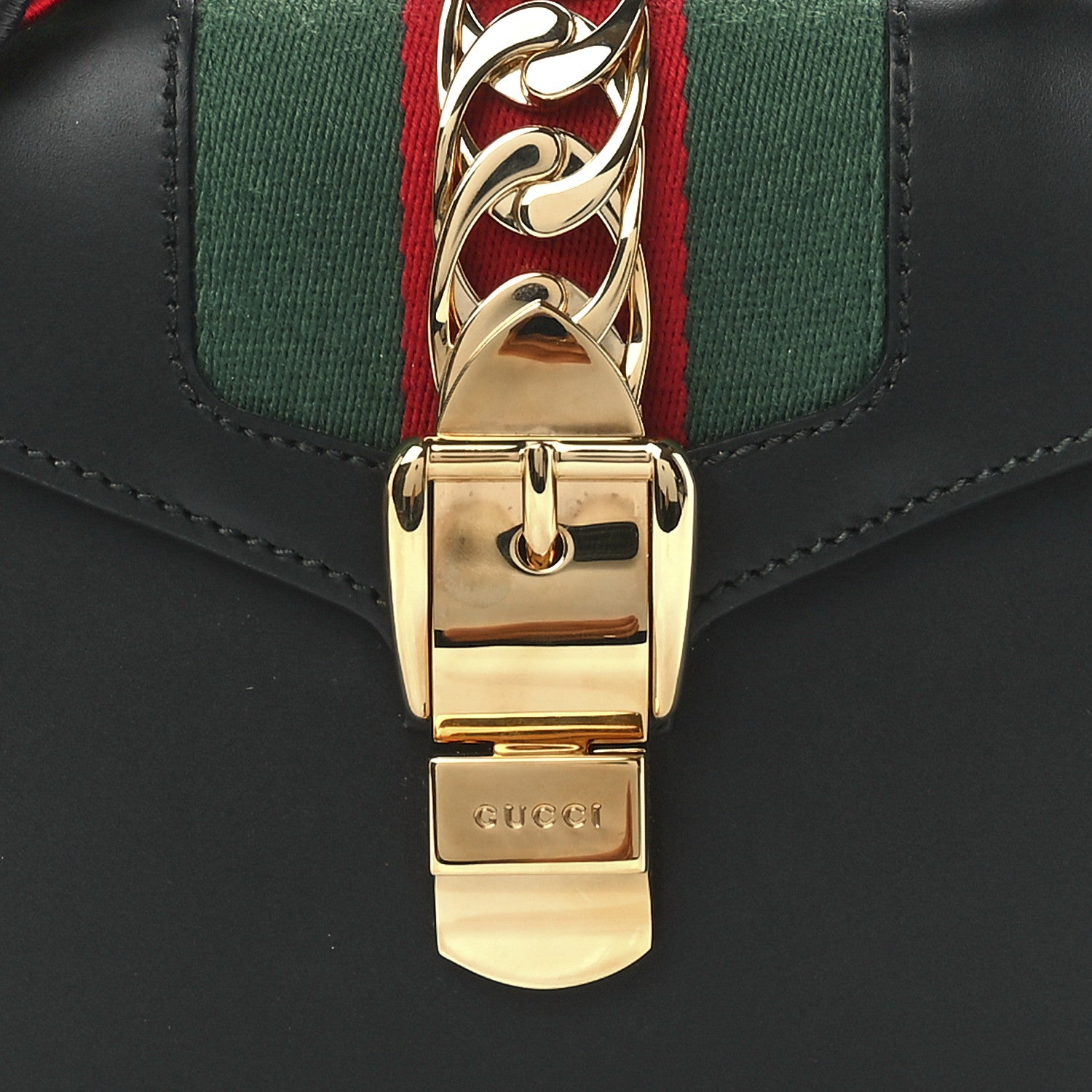 Gucci Calfskin Mini Sylvie Top Handle Bag Black 9 of 12