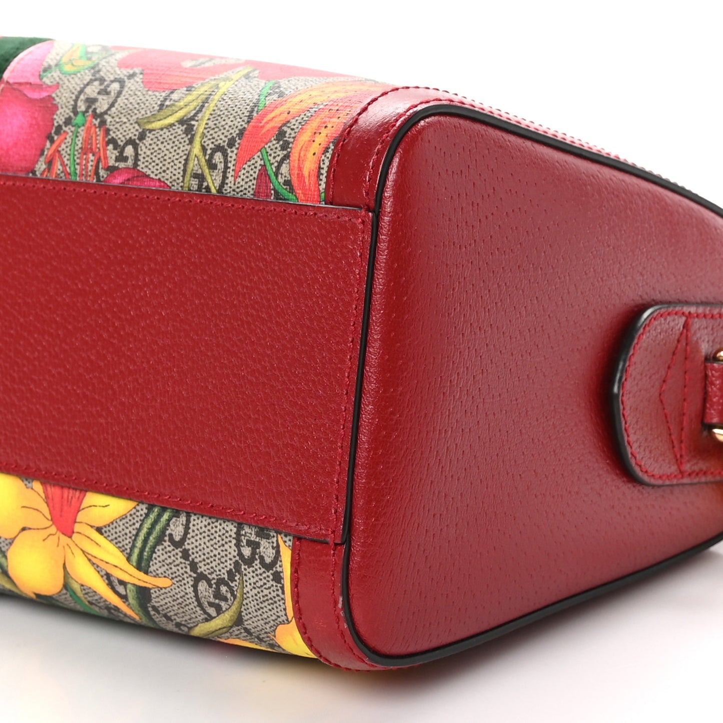 GG Supreme Monogram Flora Web Medium Ophidia Boston Red