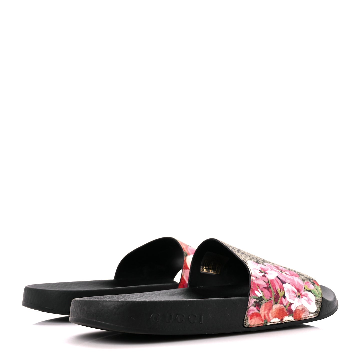 GG Supreme Monogram Blooms Slide Sandals 38 Beige Multicolor