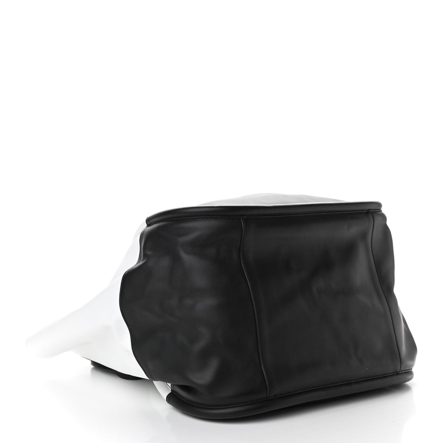 Calfskin Two Tone Ruched Tote White Black