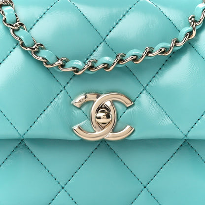 Chanel Shiny Lambskin Quilted Mini Coco Trip Flap Bag Turquoise 8 of 10