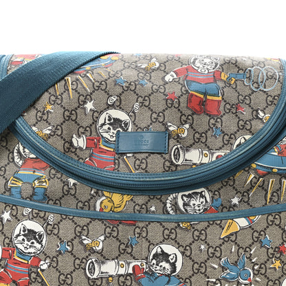 Gucci GG Supreme Monogram Space Cats Diaper Bag Turquoise 9 of 11