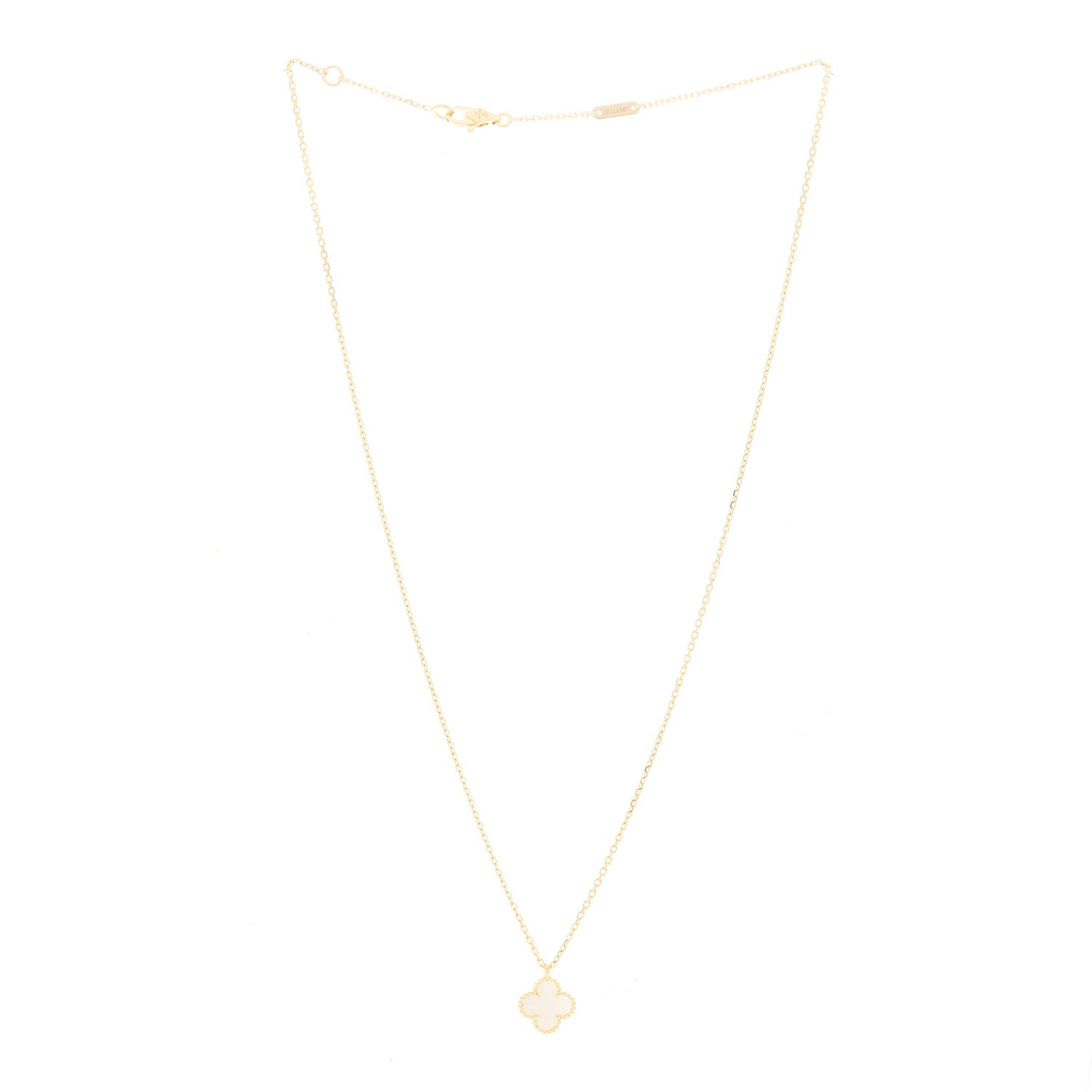 Van Cleef & Arpels 18K Yellow Gold Mother of Pearl Sweet Alhambra Pendant Necklace 3 of 7