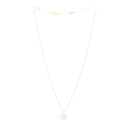 Van Cleef & Arpels 18K Yellow Gold Mother of Pearl Sweet Alhambra Pendant Necklace 3 of 7