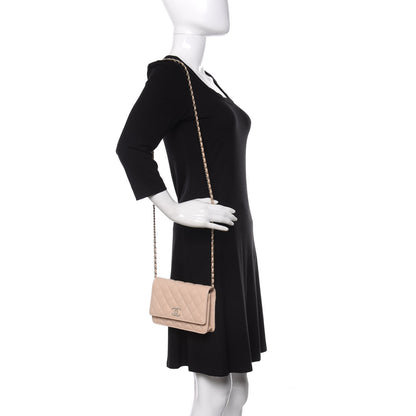 Chanel Caviar Quilted Coco Candy Wallet On Chain WOC Beige 2 of 11