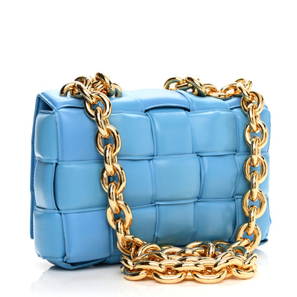 Bottega Veneta Lambskin Maxi Intreccio Padded Chain Cassette Crossbody Bag Swimming Pool 2 of 8