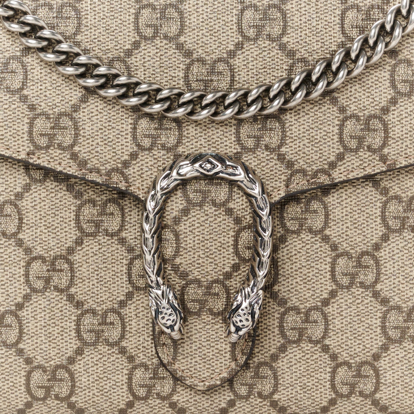 GG Supreme Monogram Mini Dionysus Chain Wallet Beige Taupe