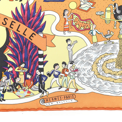 Hermes Silk Exposition Universelle Scarf 90 Orange Jaune Multi 3 of 5