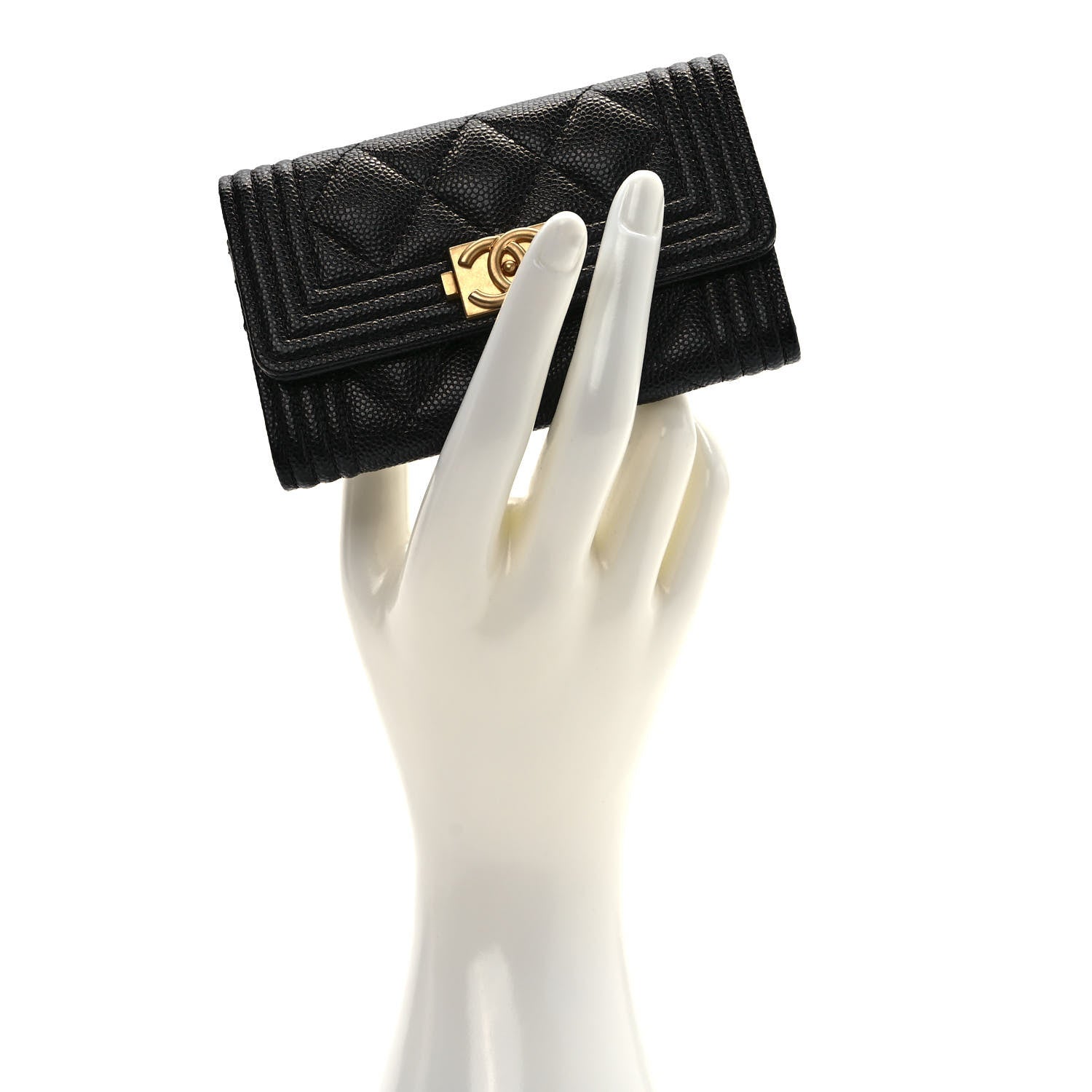 Chanel Caviar Quilted Boy Flap Card Holder Black 2 of 7