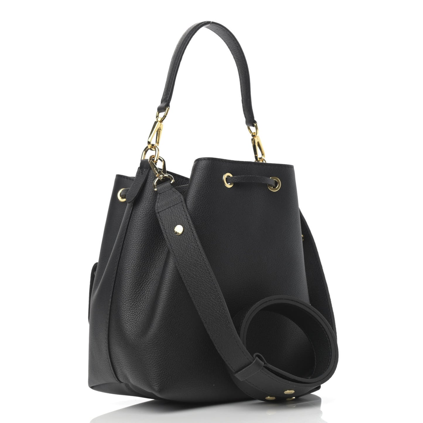 Calfskin Lockme Bucket MM Black