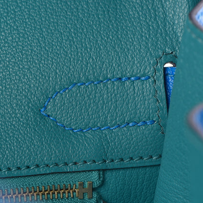 Hermes Chevre Mysore Horseshoe Birkin 30 Bleu Hydra Bleu Paon 32 of 34