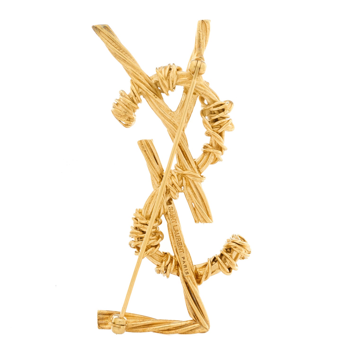 Saint Laurent Brass Cassandre Opyum YSL Brooch Gold 3 of 3