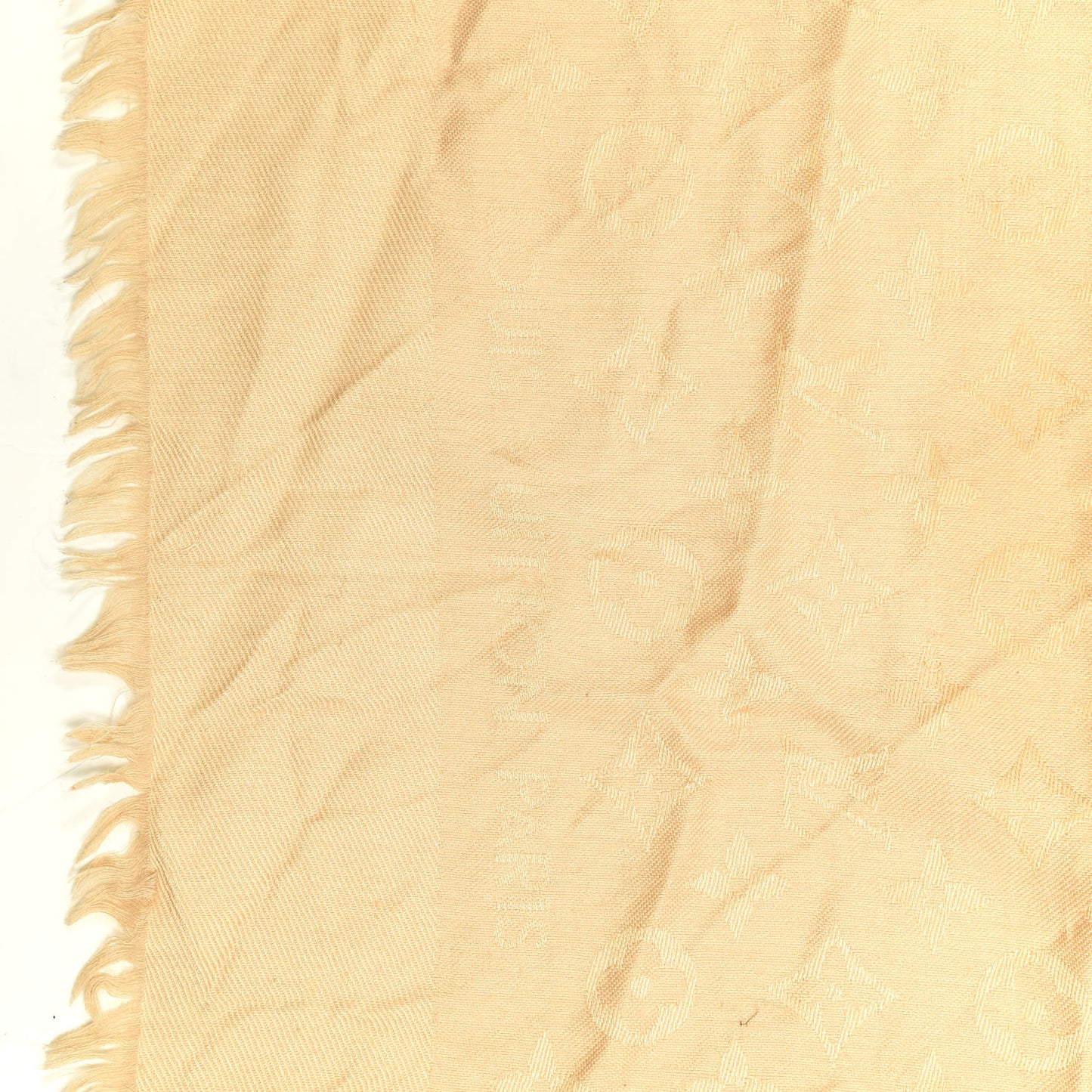 Silk Wool Monogram Shine Shawl Beige