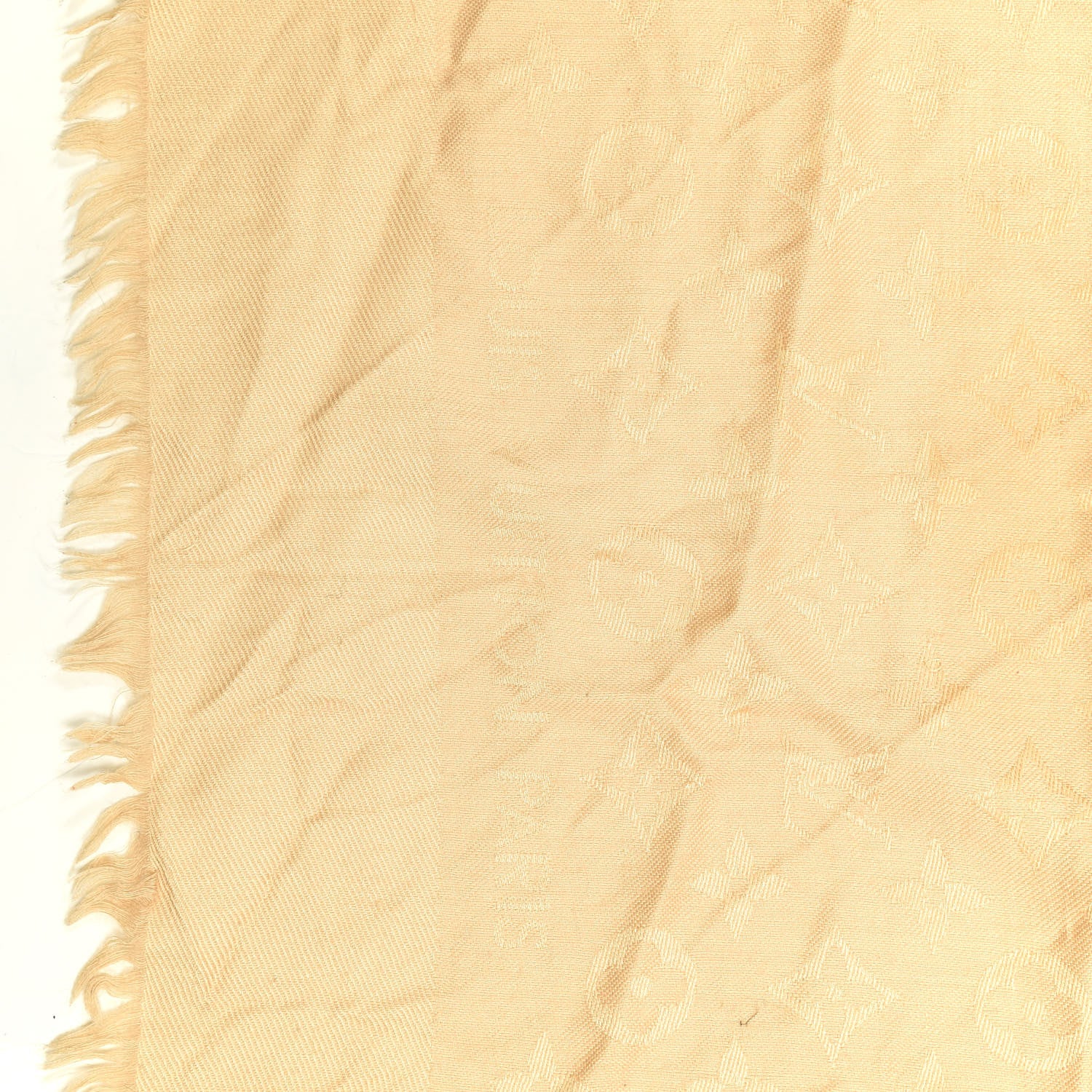 Louis Vuitton Silk Wool Monogram Shine Shawl Beige 2 of 4