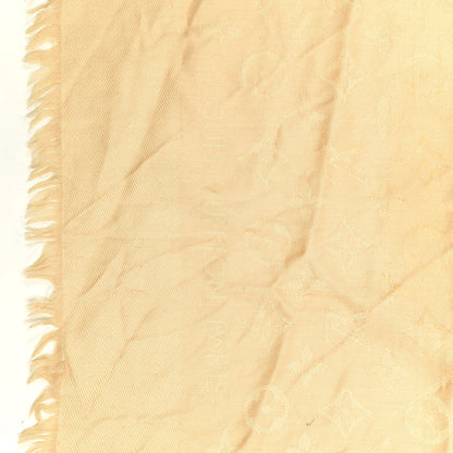 Louis Vuitton Silk Wool Monogram Shine Shawl Beige 2 of 4