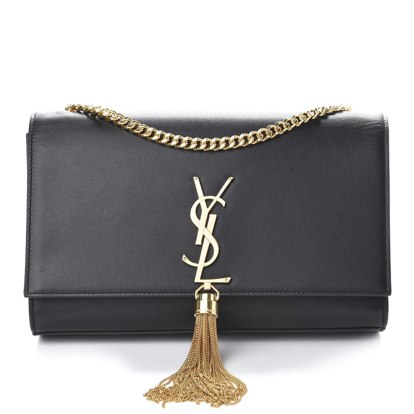 Smooth Calfskin Medium Classic Monogram Kate Tassel Satchel Black
