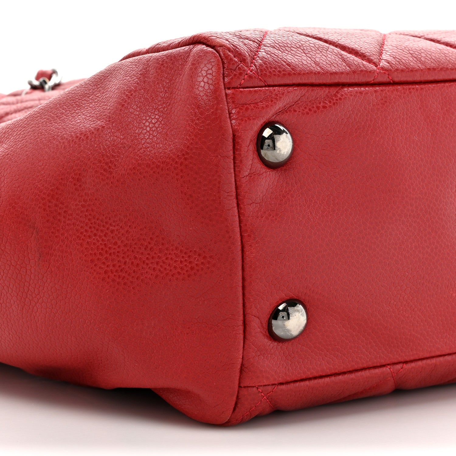 Chanel Caviar Quilted Large Cells Shopping Tote Red 10 of 17