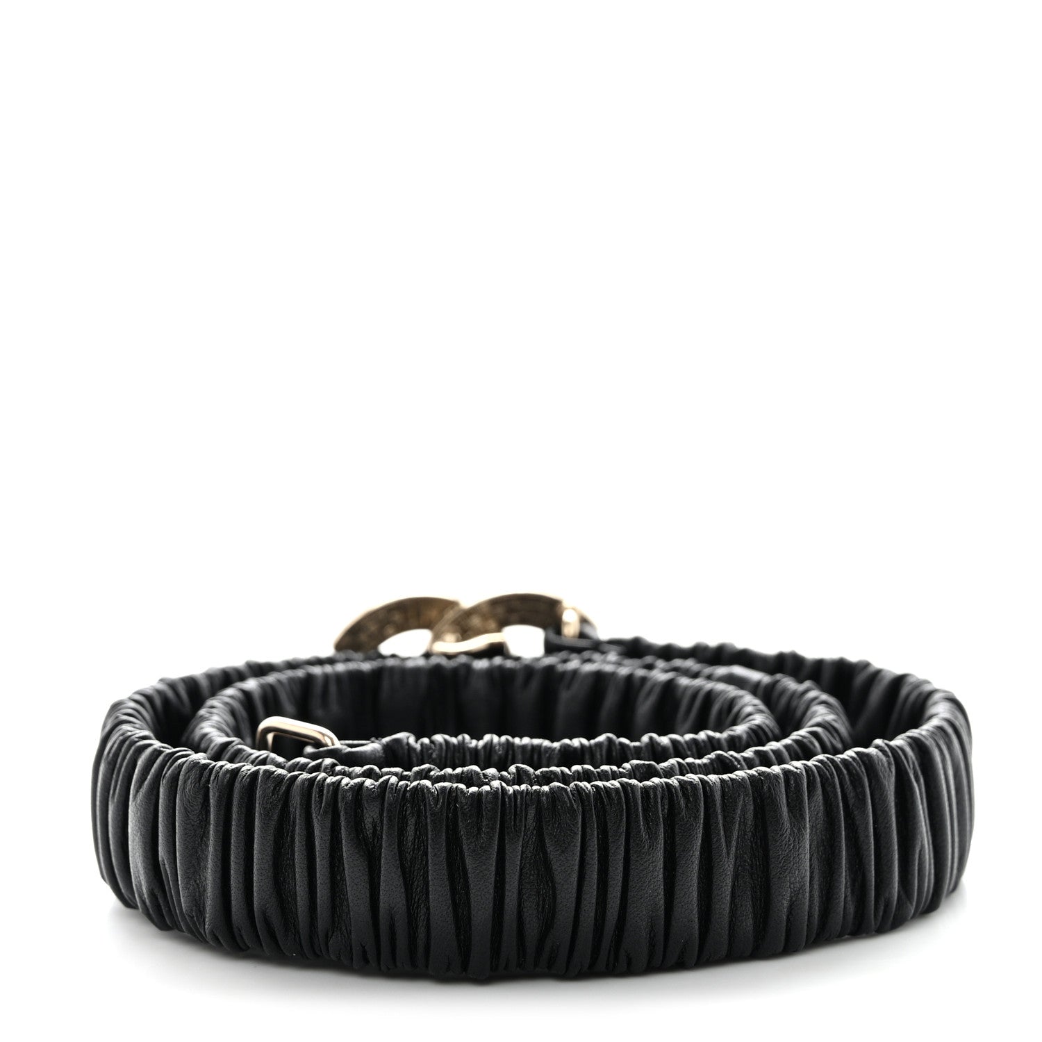 Chanel Lambskin Resin Ruched CC Belt 80 32 Black 2 of 5