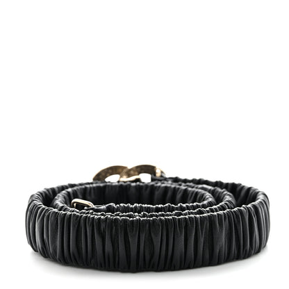 Chanel Lambskin Resin Ruched CC Belt 80 32 Black 2 of 5