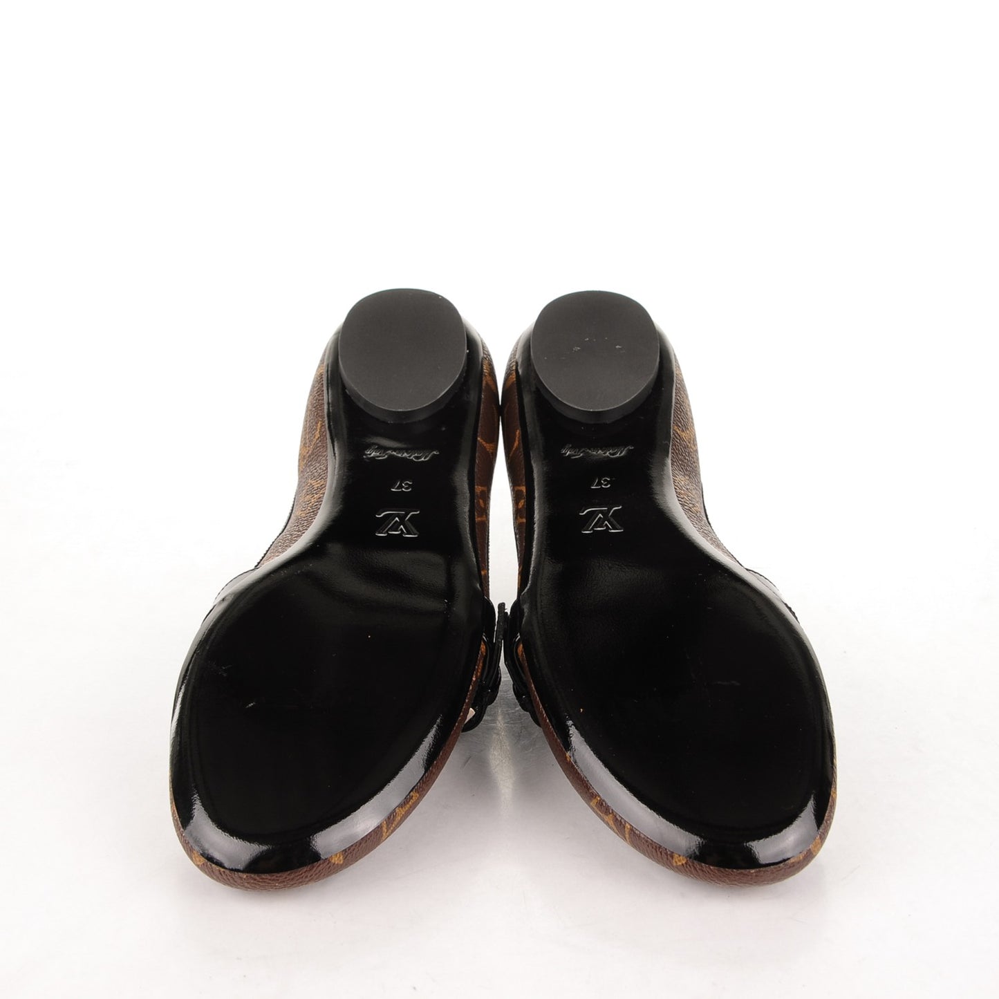 Monogram Patent Flower Field Ballerina Flats 37 Black