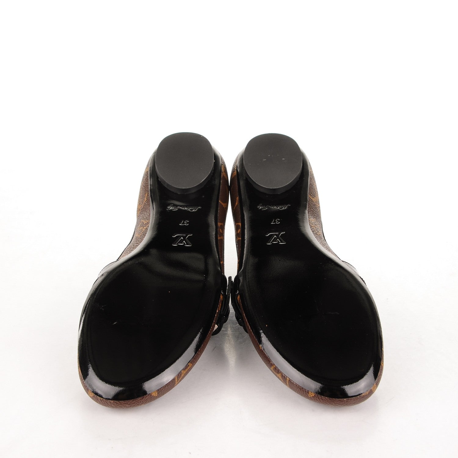 Louis Vuitton Monogram Patent Flower Field Ballerina Flats 37 Black 5 of 6