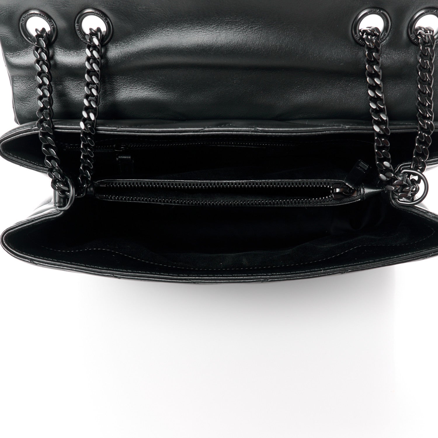 Saint Laurent Calfskin Y Quilted Monogram Monochrome Medium Loulou Chain Satchel Black 5 of 11