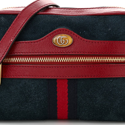 Gucci Suede Calfskin Web Mini Ophidia Shoulder Bag New Blue Romantic Cherry 8 of 12