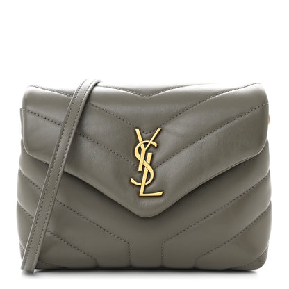 Saint Laurent Calfskin Y Quilted Monogram Toy Loulou Crossbody Bag Grey Kaki 1 of 11